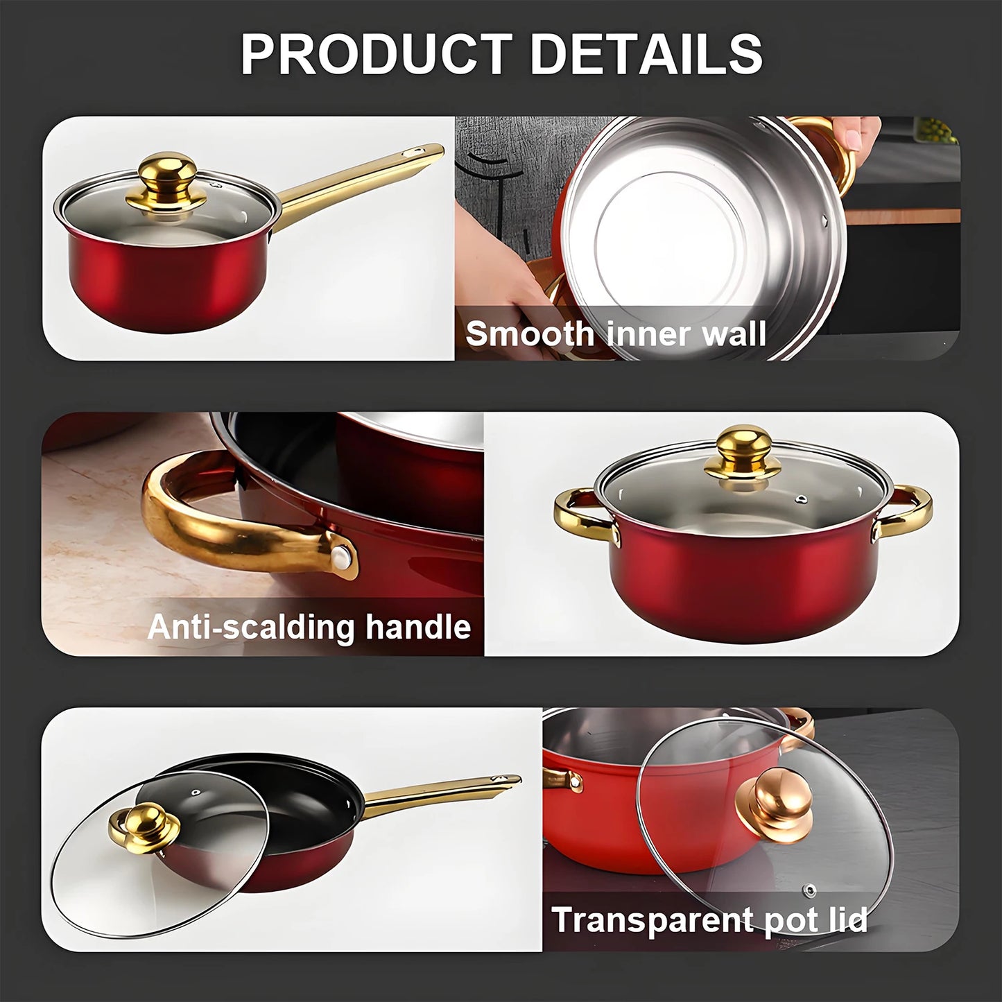 12-Piece Stainless Steel Non-Stick Cookware