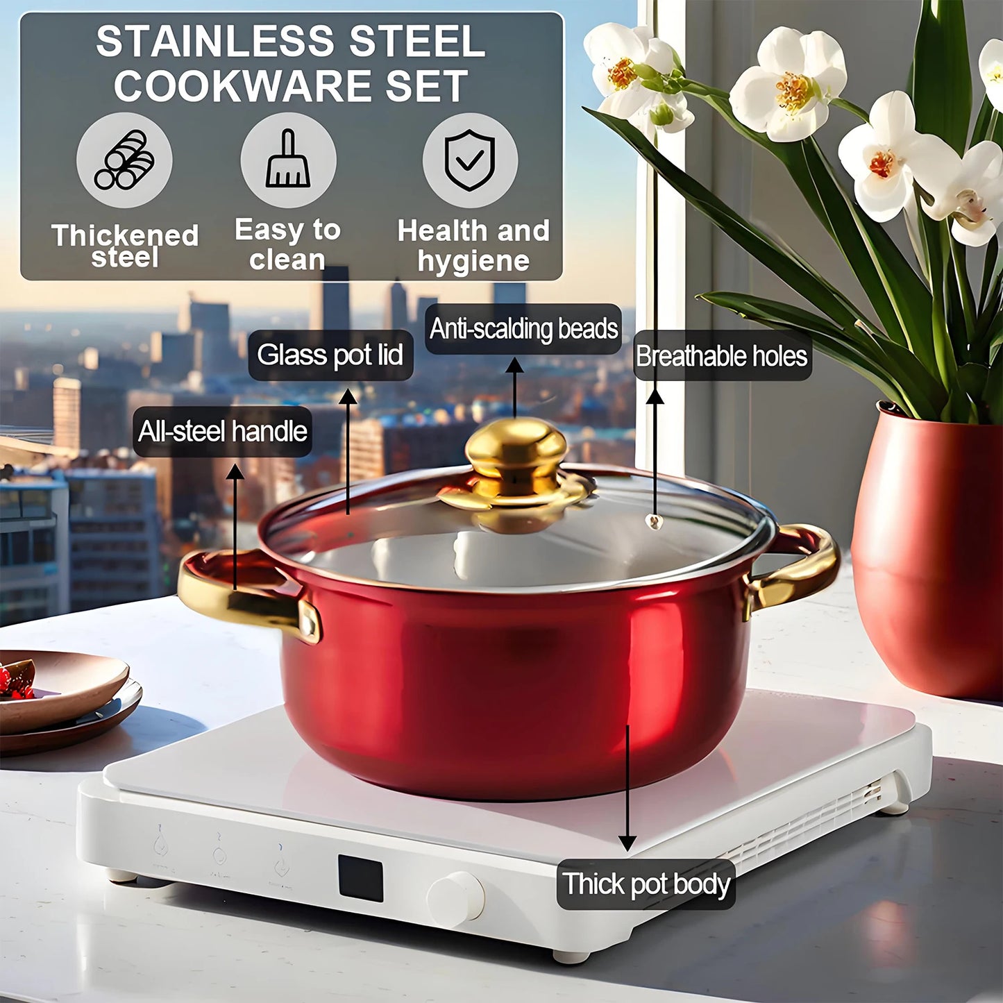 12-Piece Stainless Steel Non-Stick Cookware