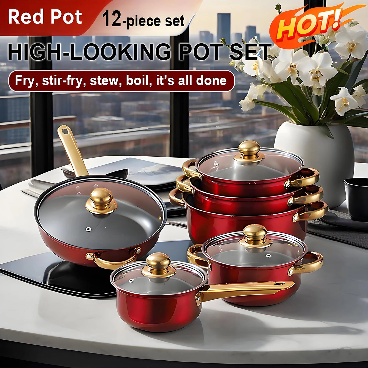 12-Piece Stainless Steel Non-Stick Cookware