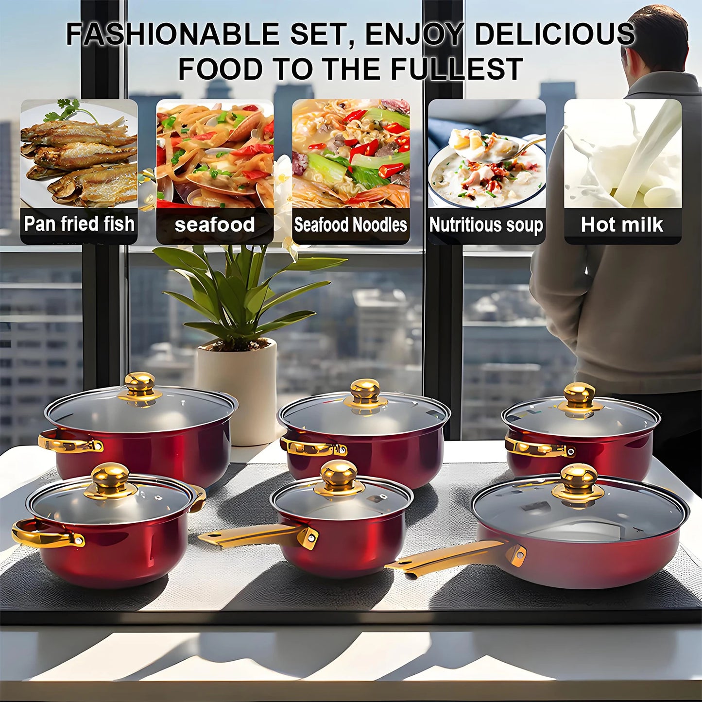 12-Piece Stainless Steel Non-Stick Cookware