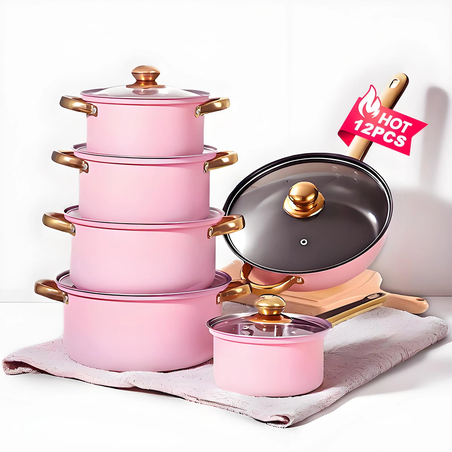 12-Piece Stainless Steel Non-Stick Cookware