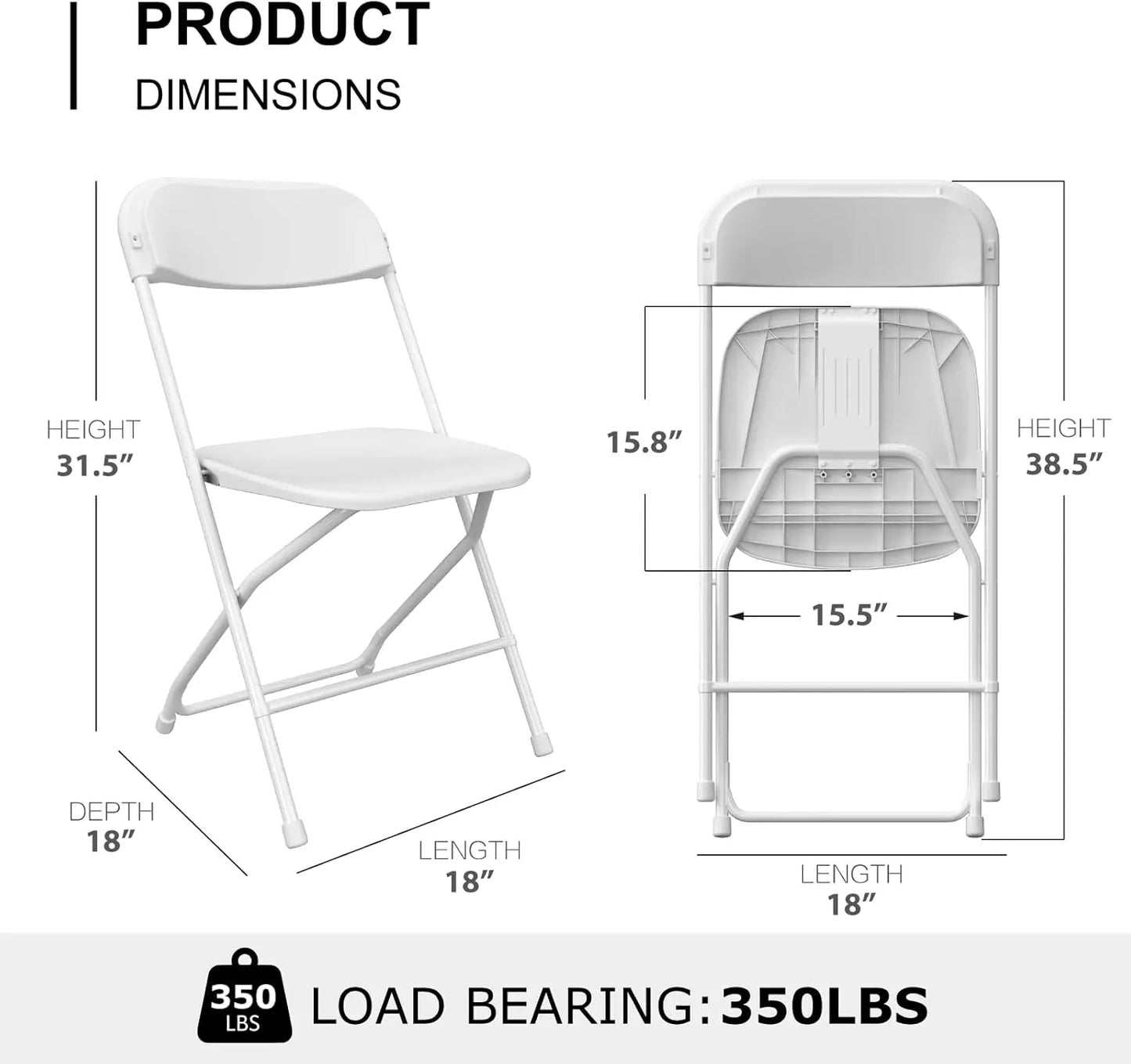 10 Pack White Folding Chairs,Portable Party Chairs
