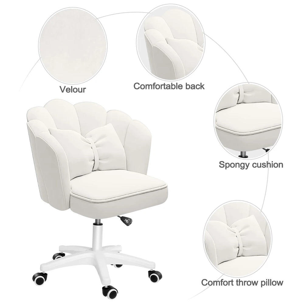 Cute Velvet Petal Desk Chair
