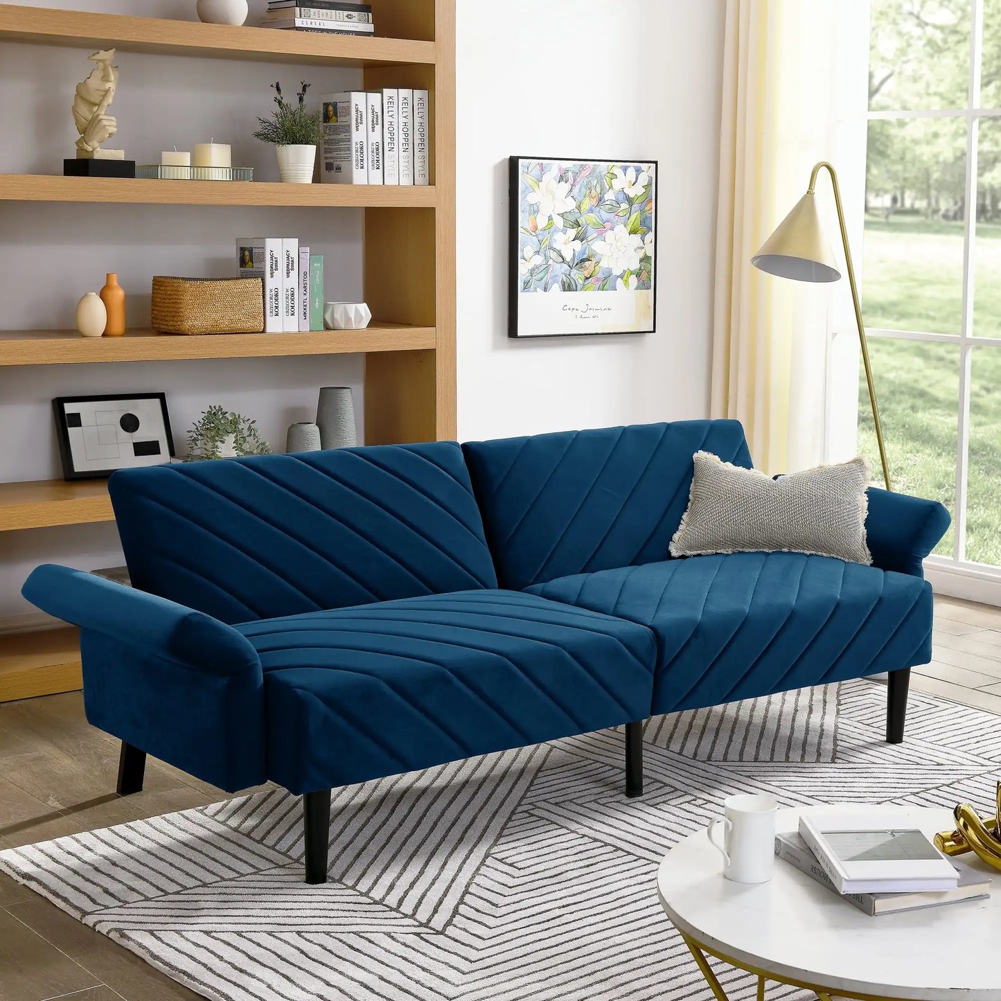 87” Velvet Futon Sofa Bed