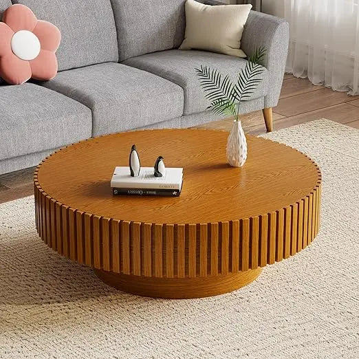 39.3" Round Coffee Table Modern for Living Room Handcrafted