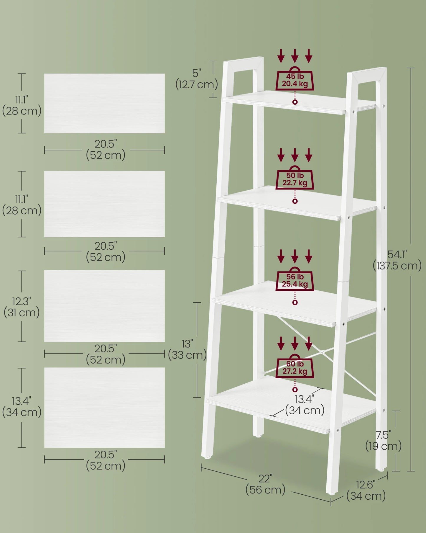 4-Tier Ladder Bookshelf