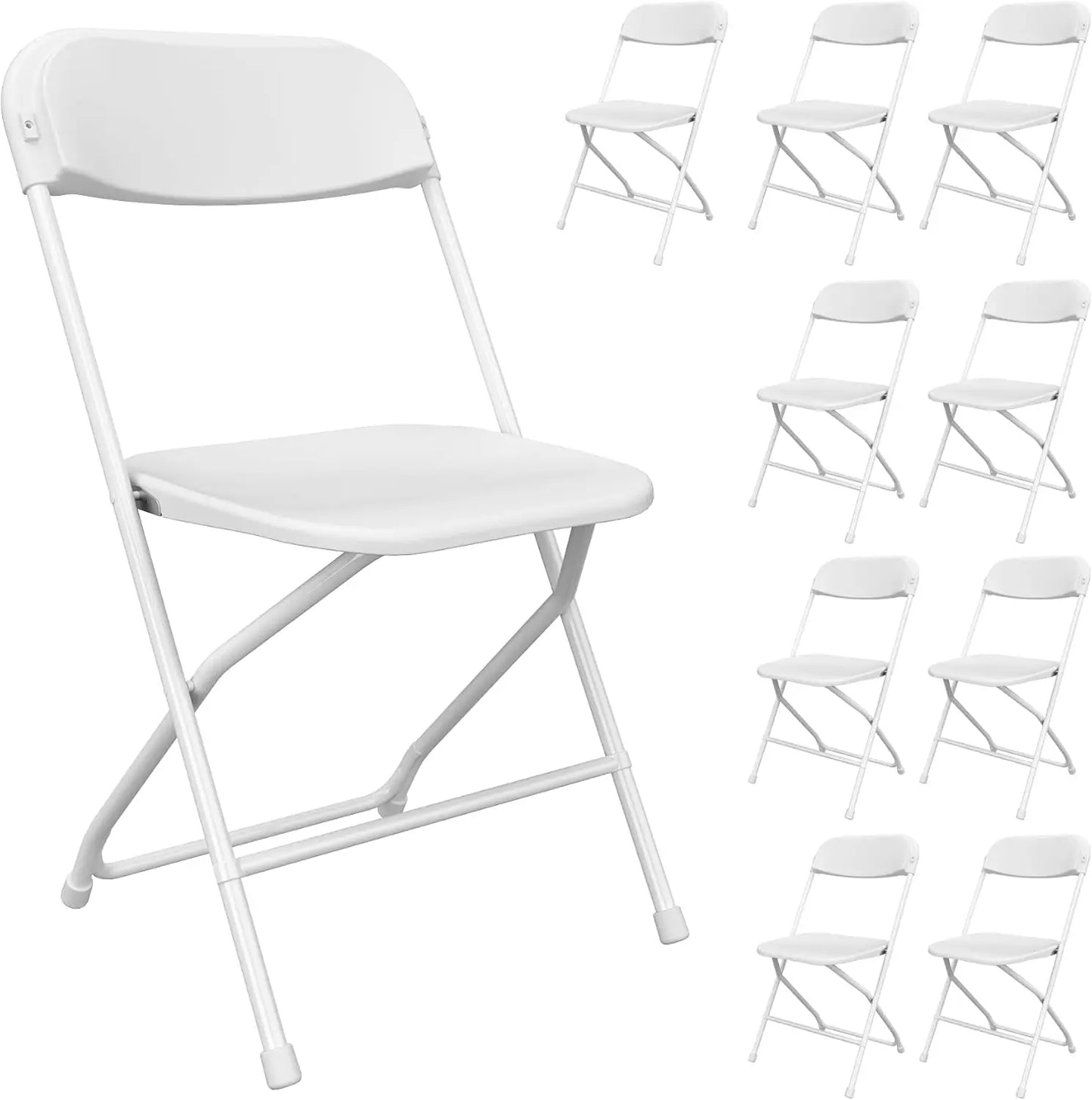 10 Pack White Folding Chairs,Portable Party Chairs