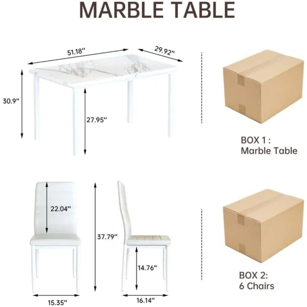 Faux Marble Dining Table Set