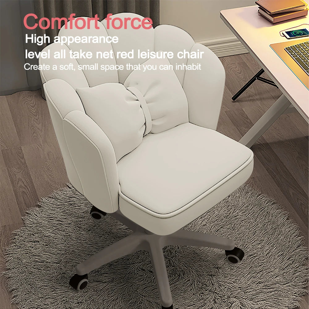 Cute Velvet Petal Desk Chair