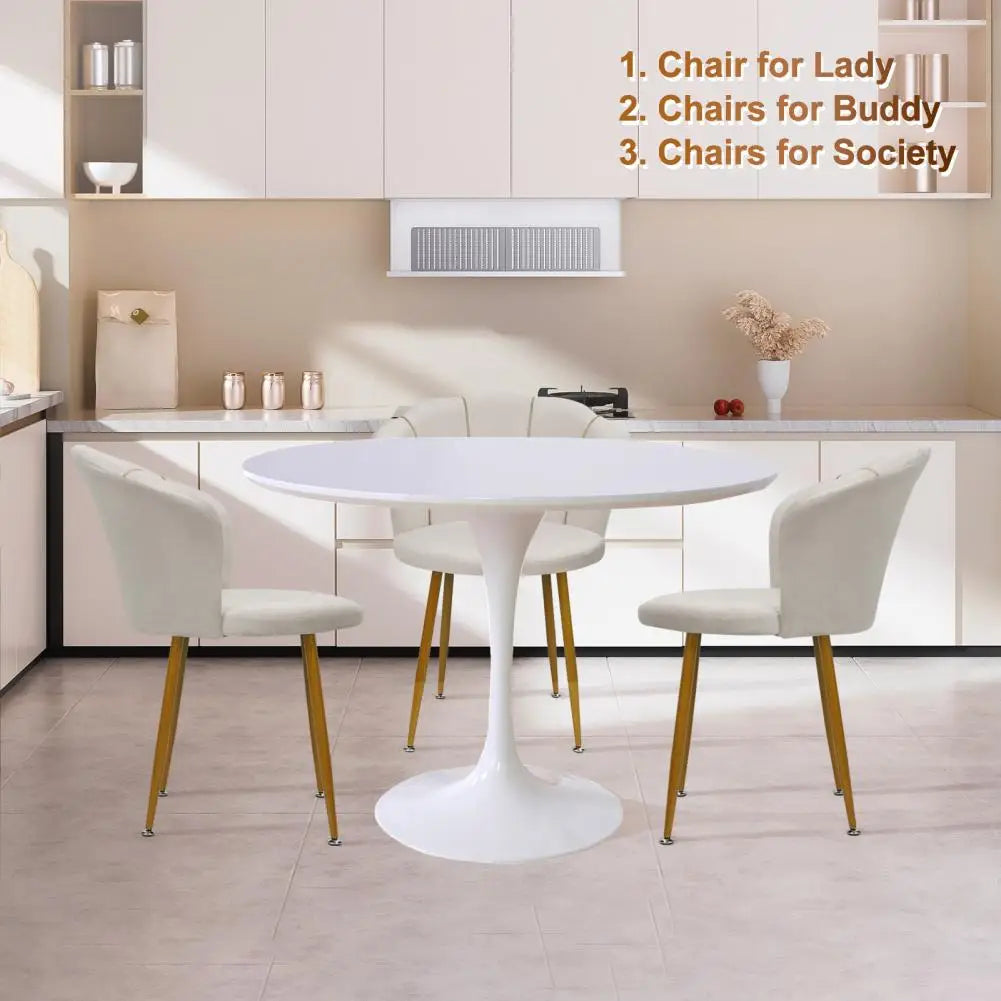 Vanity Chair with Golden Legs, Modern Accent Chair, Upholstered Velvet Dining Chair