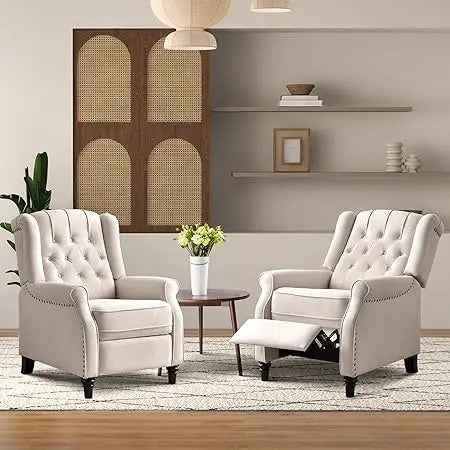 Wingback Chairs Set of 2, Living Room Chairs, Recliner Chair with Rivet Decoration