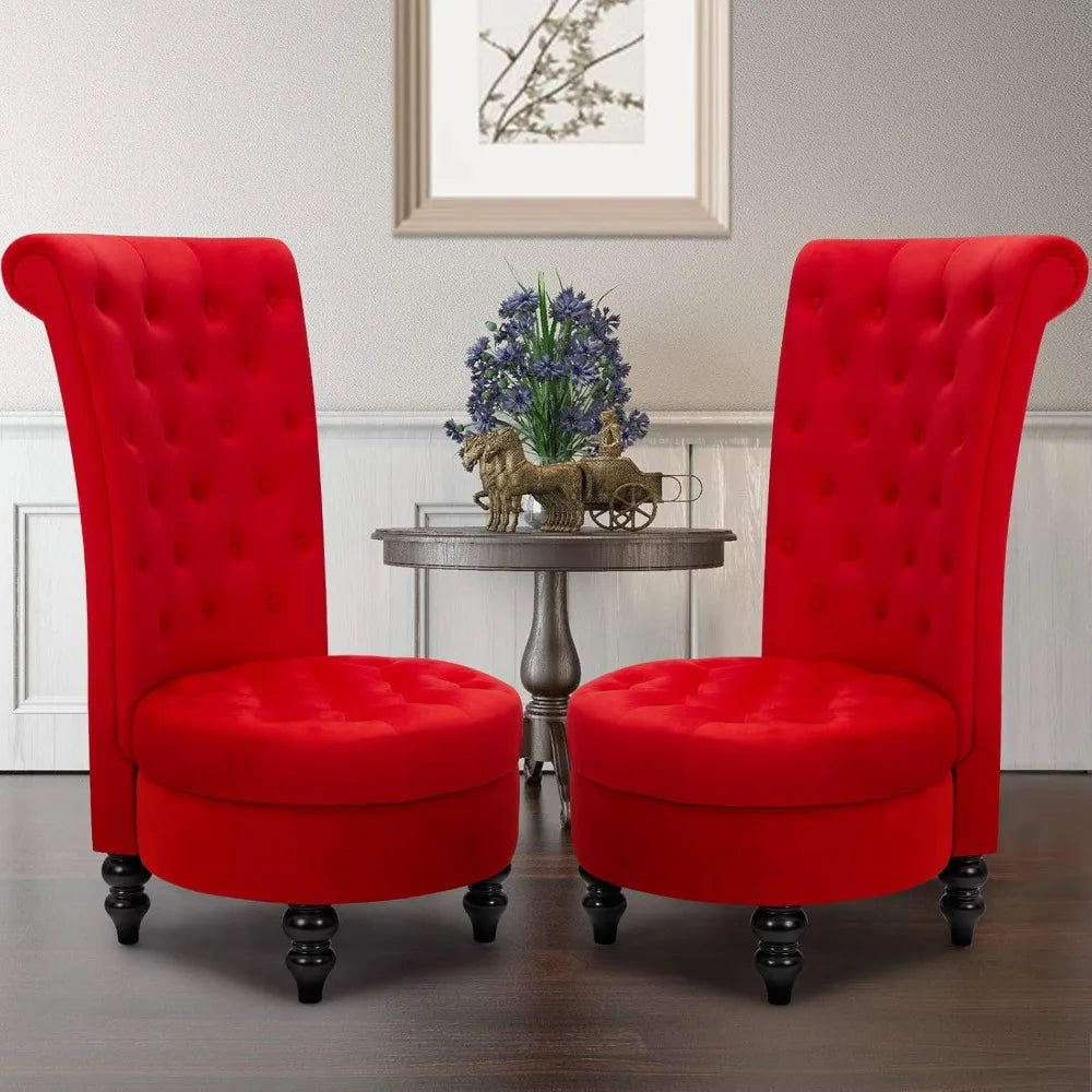 Royal Chair Set of 2 for Living Room, Button Armless with 24.6 Inch Larger Seat, Thick Pad