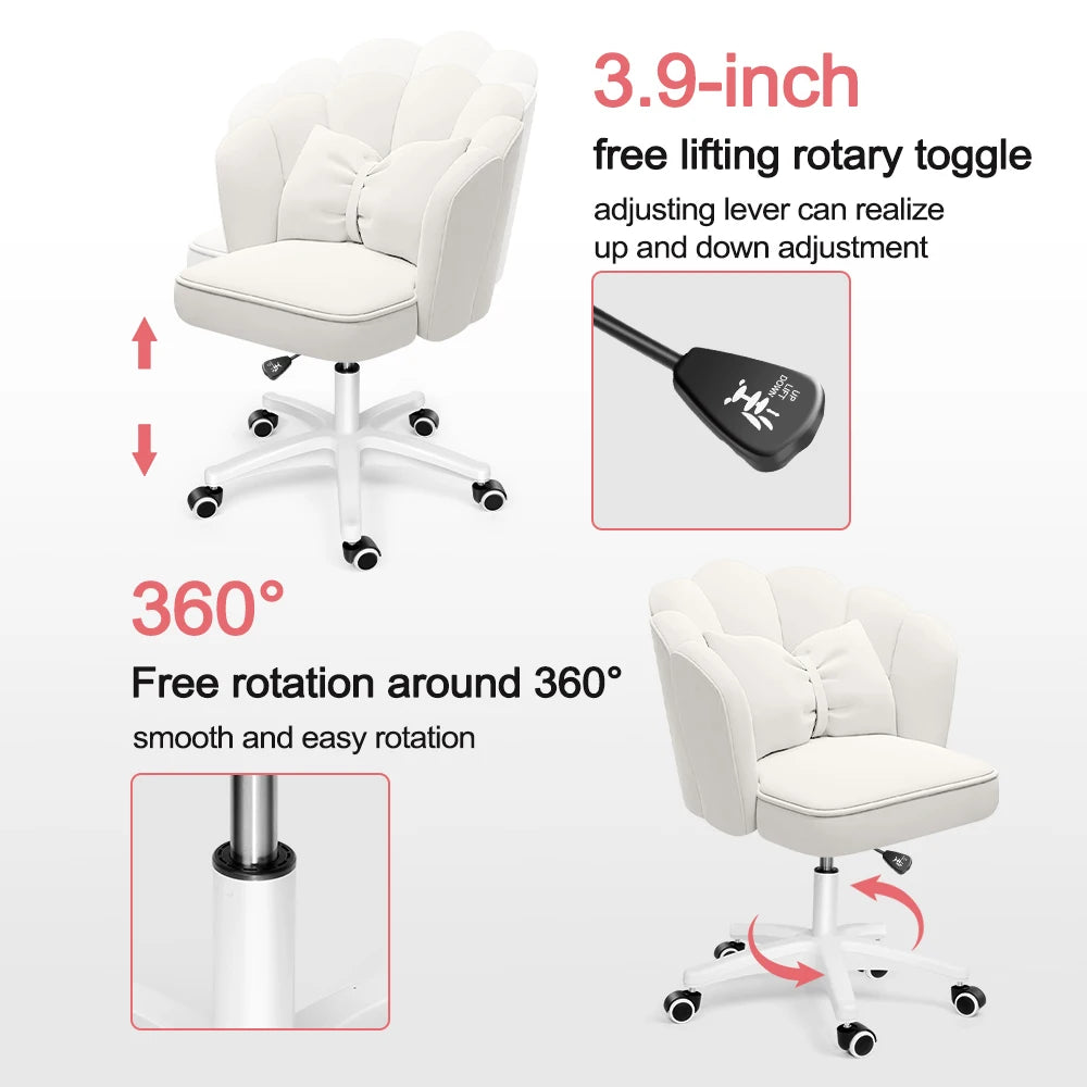 Cute Velvet Petal Desk Chair