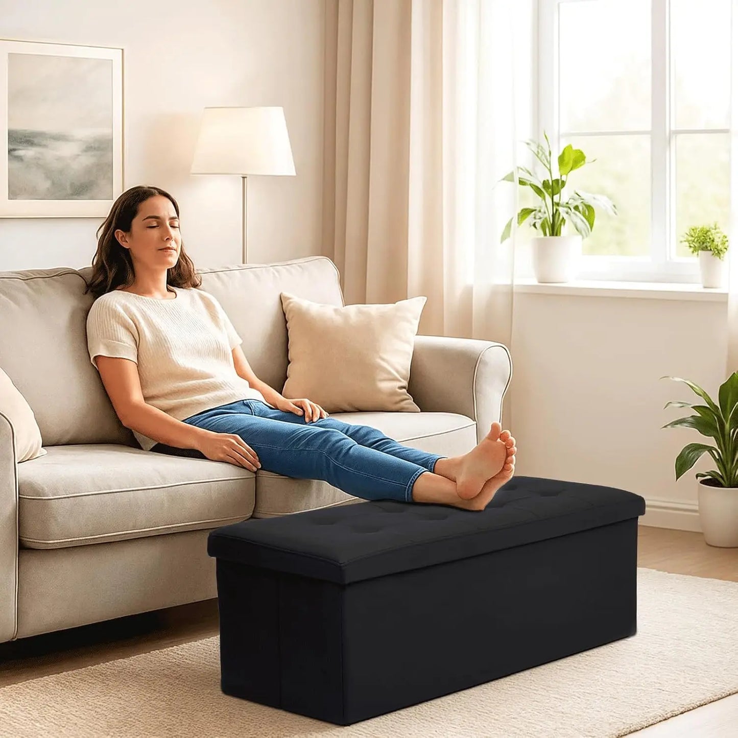 43 Inch Ottoman Foot Rest, End of Bed Bench, Storage