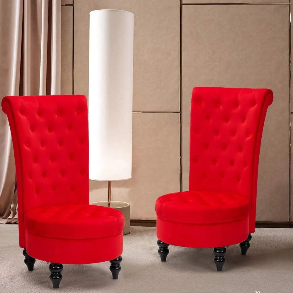 Royal Chair Set of 2 for Living Room, Button Armless with 24.6 Inch Larger Seat, Thick Pad