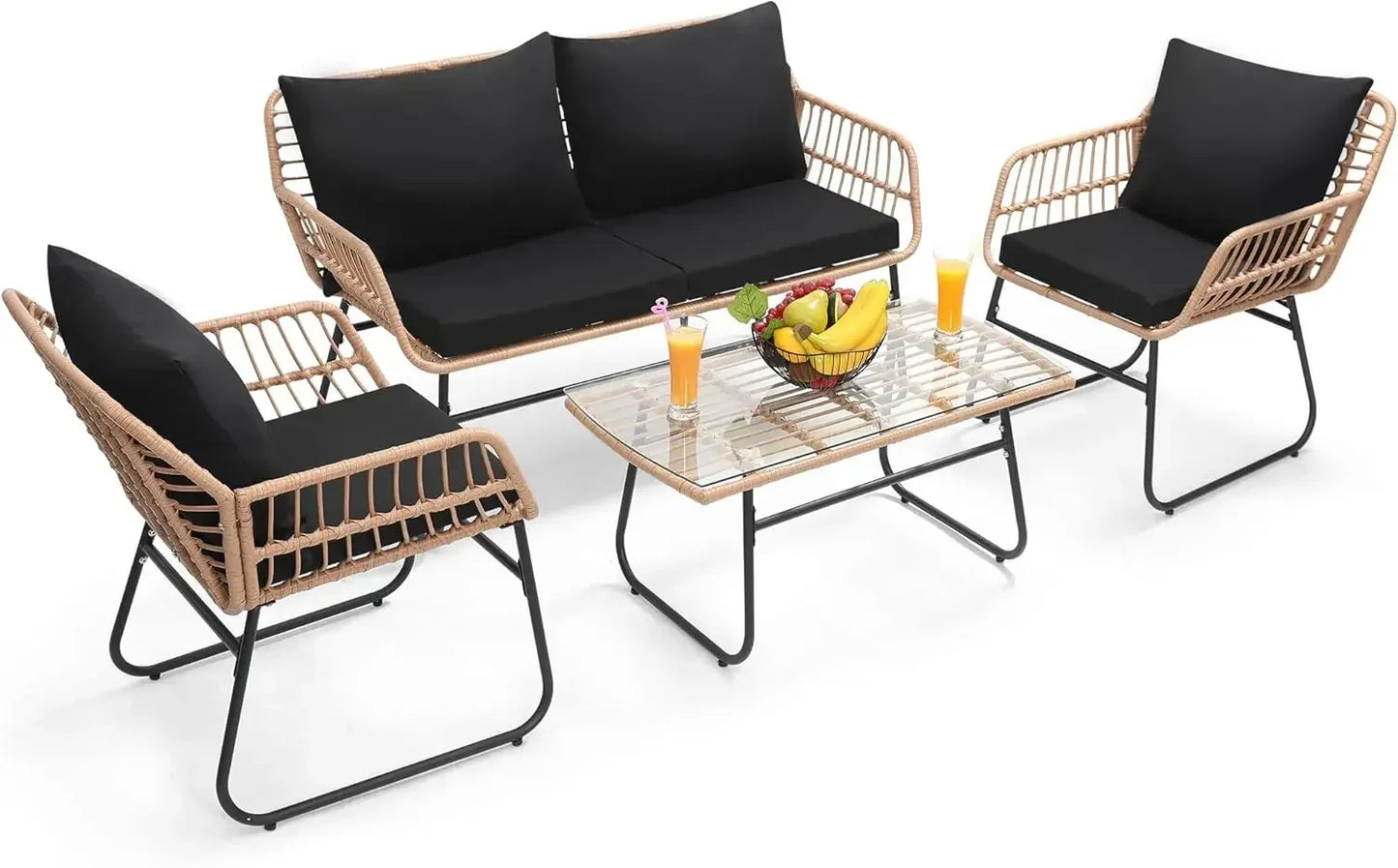 3 Piece Patio Rattan Bistro Conversation Set