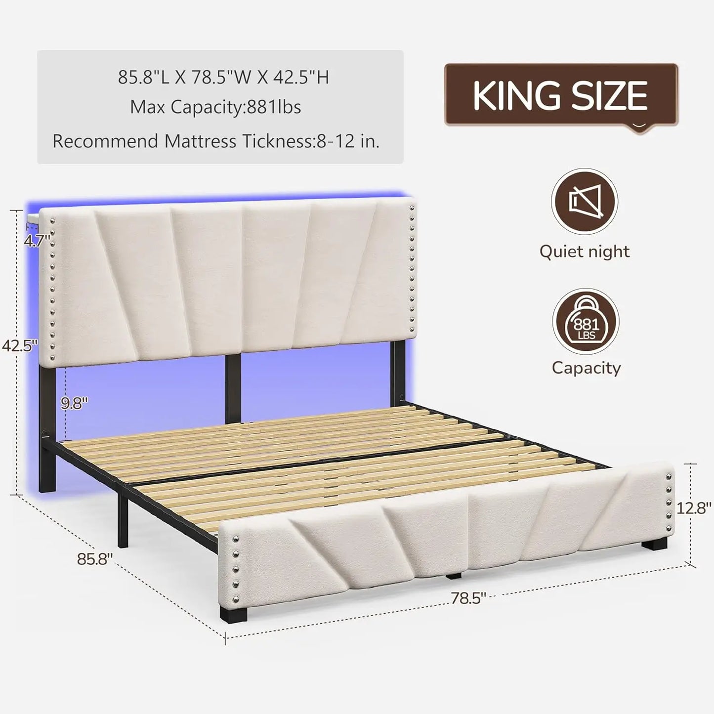 Velvet LED Bed Frame
