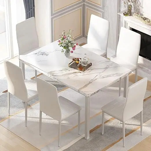 Faux Marble Dining Table Set