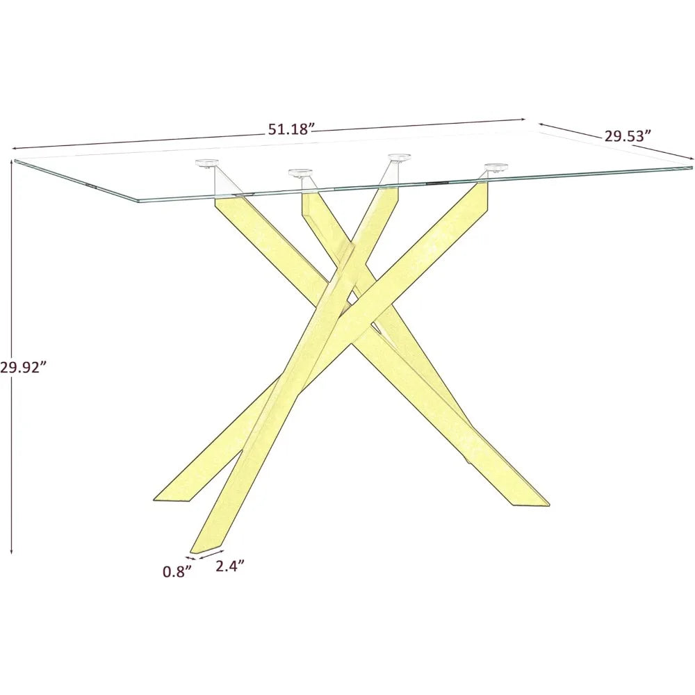 51.18" Rectangular Glass Dining Table