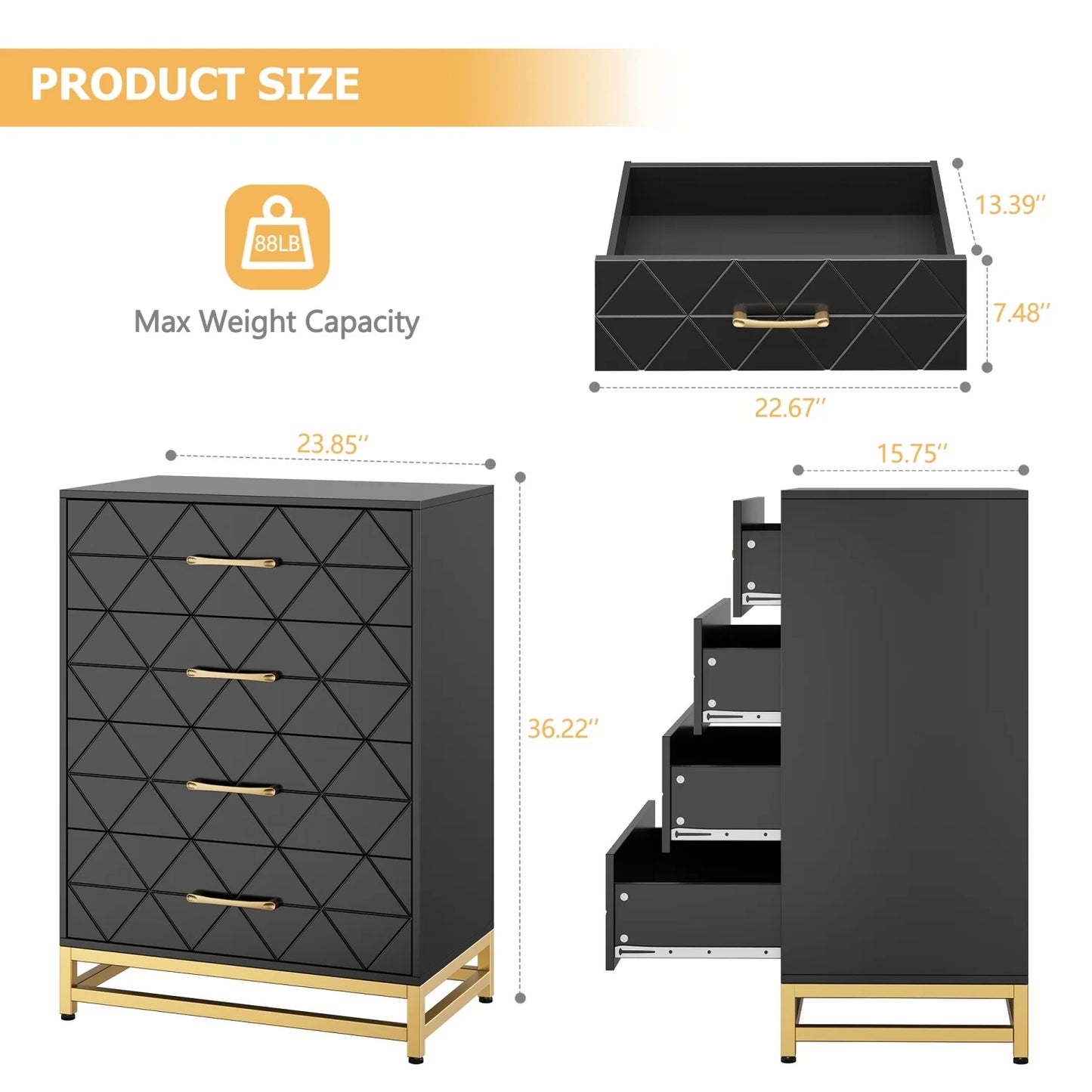 4 Drawer Wood Dresser