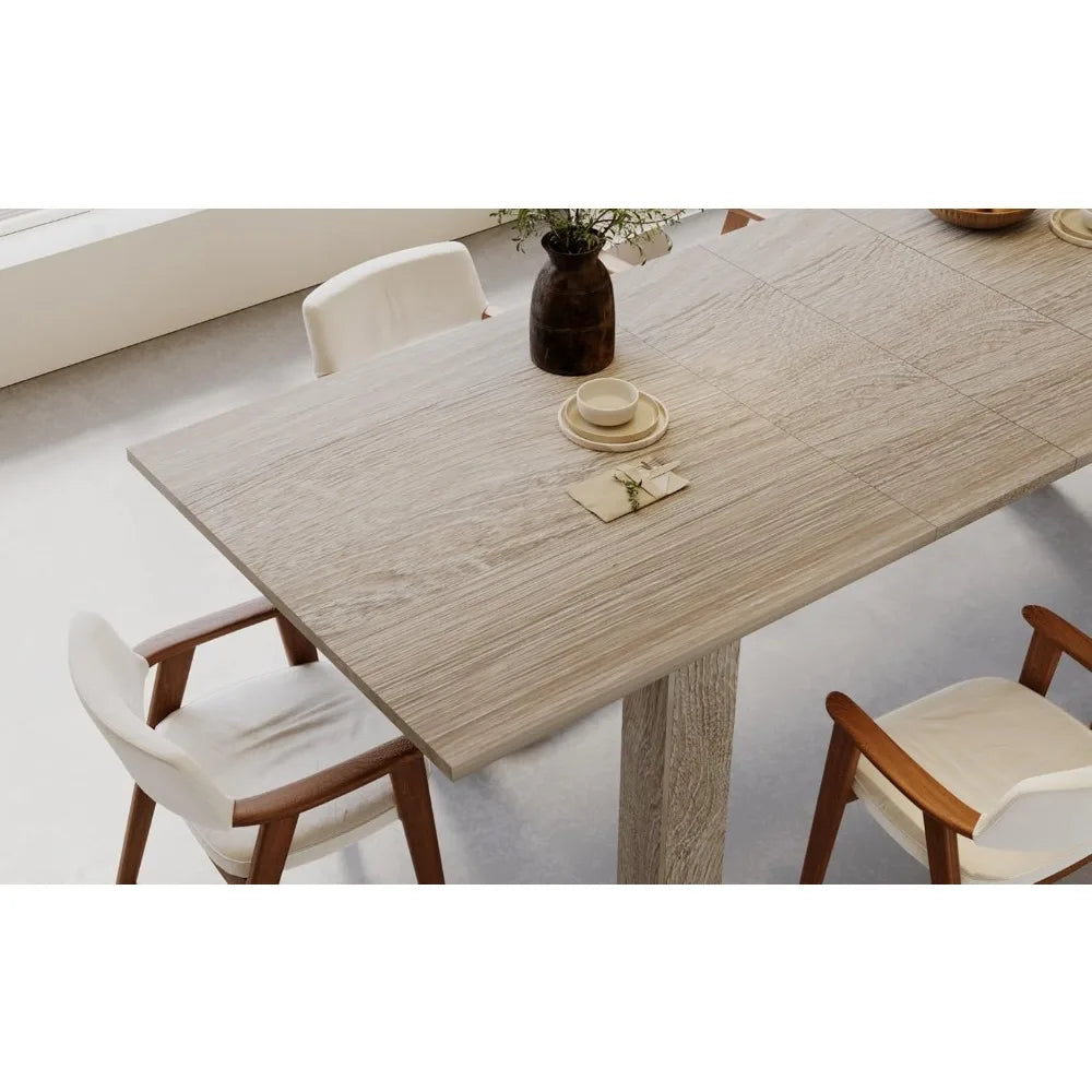 Expandable Rectangular Wooden Dining Table
