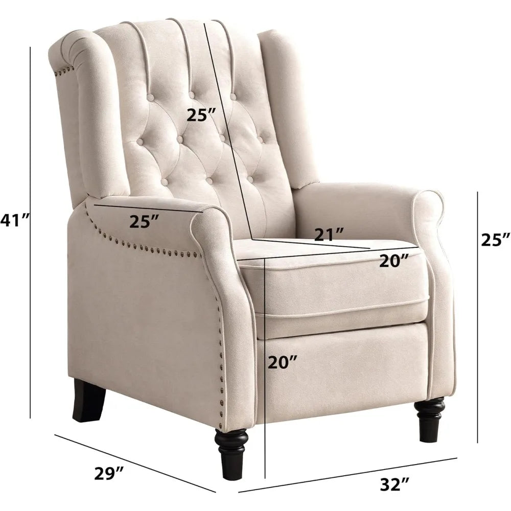 Wingback Chairs Set of 2, Living Room Chairs, Recliner Chair with Rivet Decoration