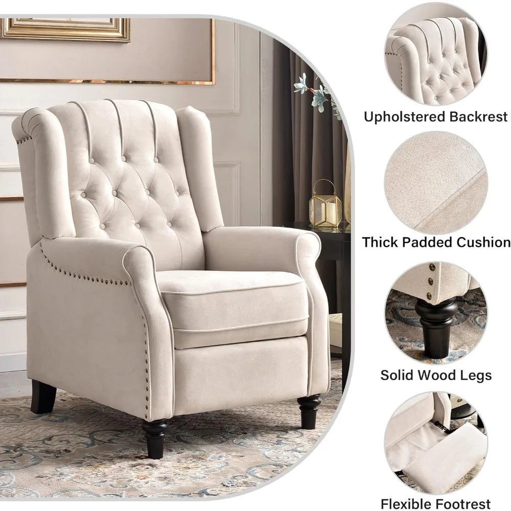 Wingback Chairs Set of 2, Living Room Chairs, Recliner Chair with Rivet Decoration