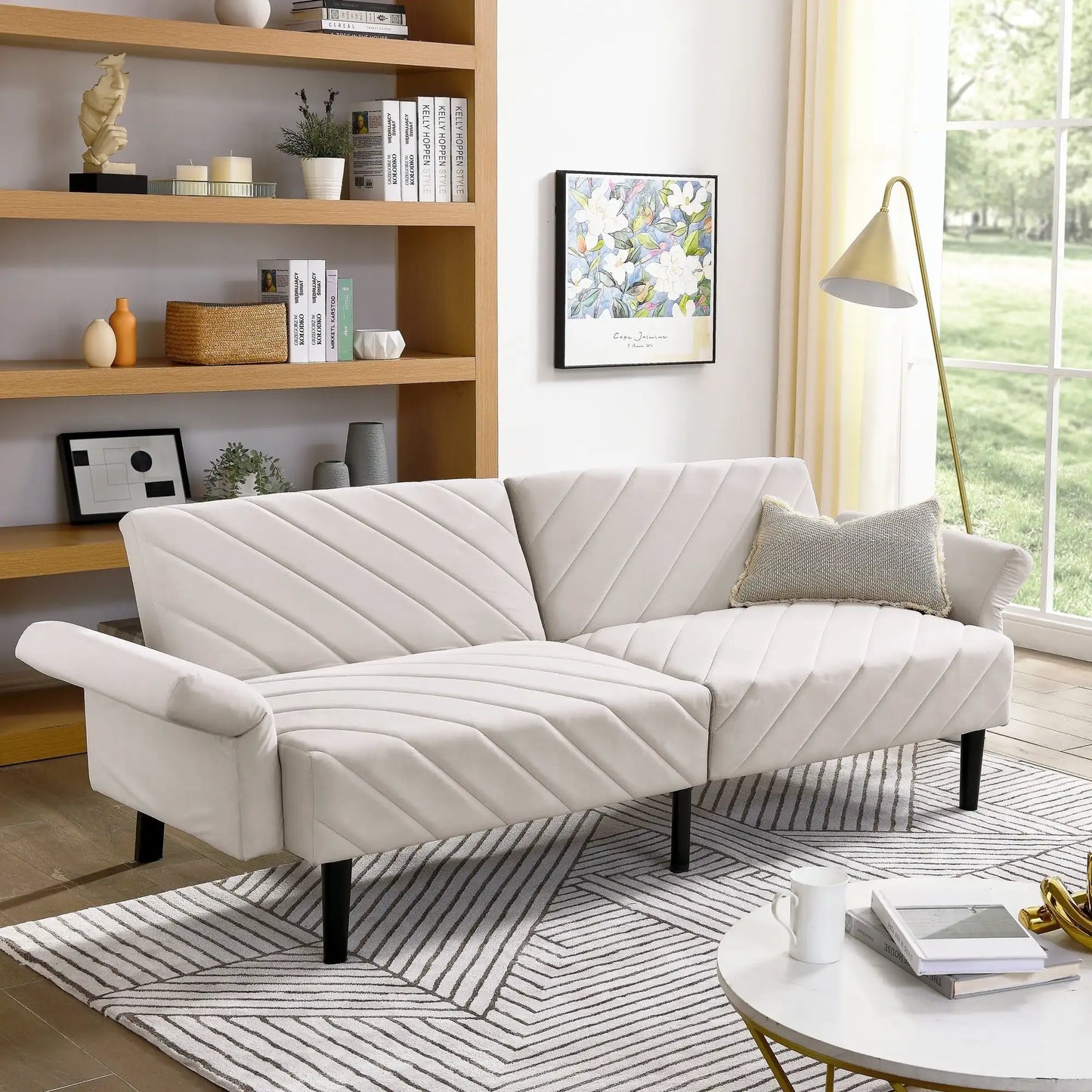 87” Velvet Futon Sofa Bed