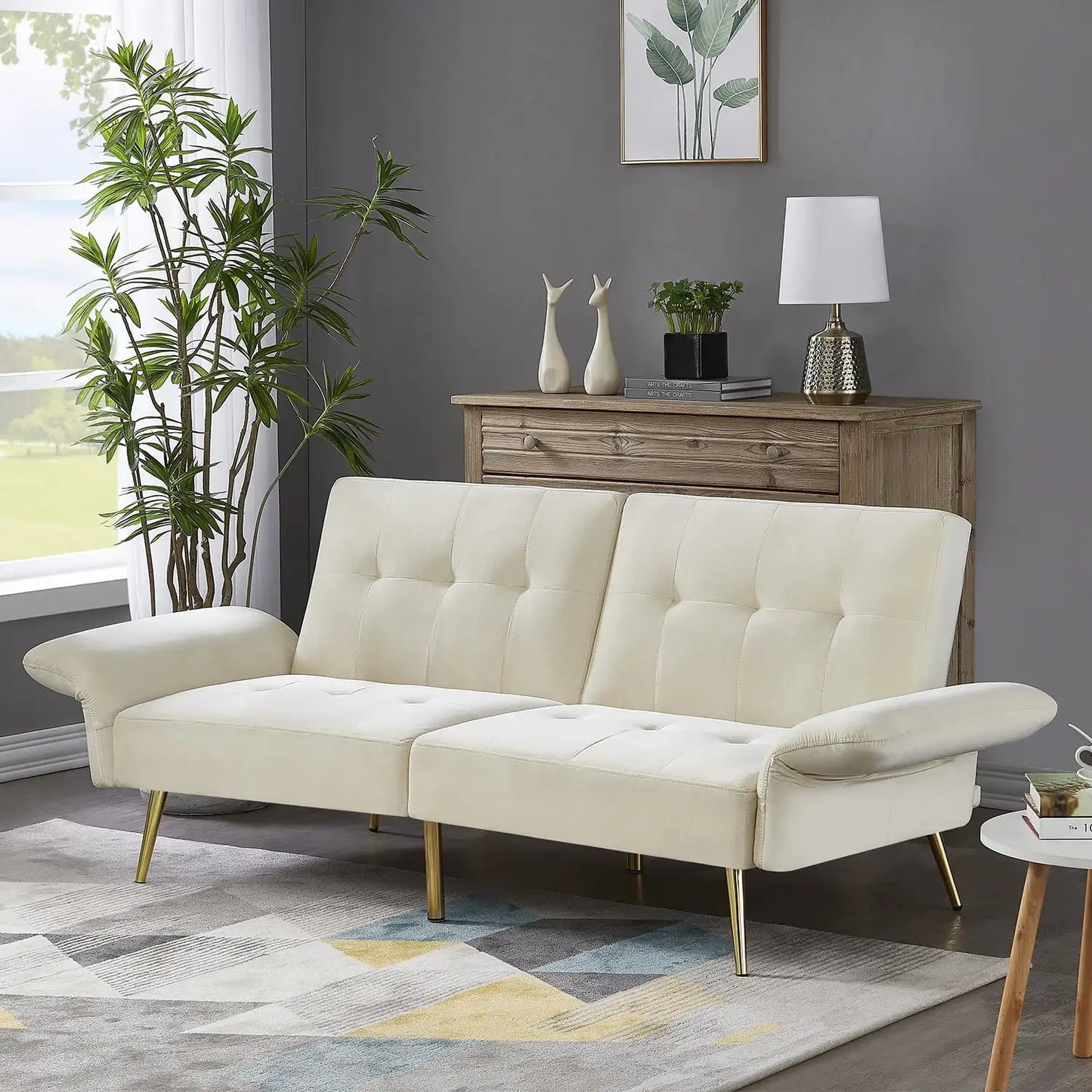 87” Velvet Futon Sofa Bed