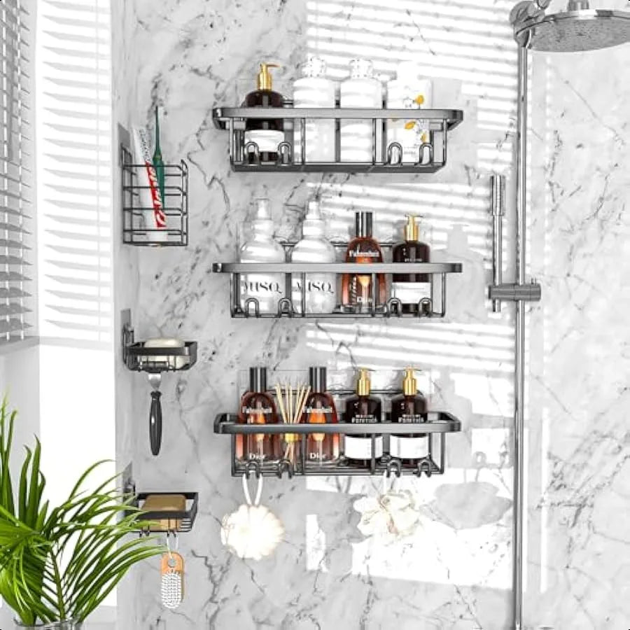 6 Pack Adhesive Shower Shelves