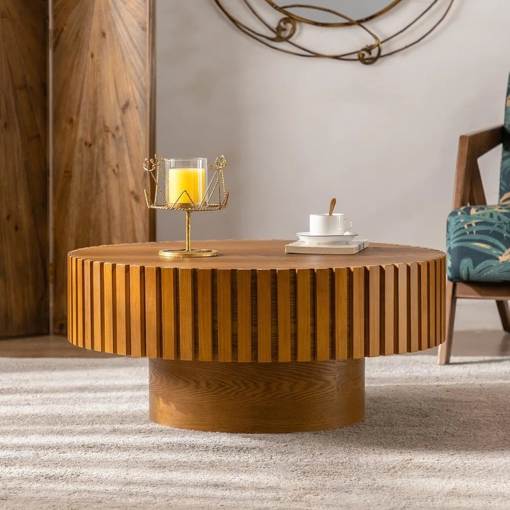 39.3" Round Coffee Table Modern for Living Room Handcrafted