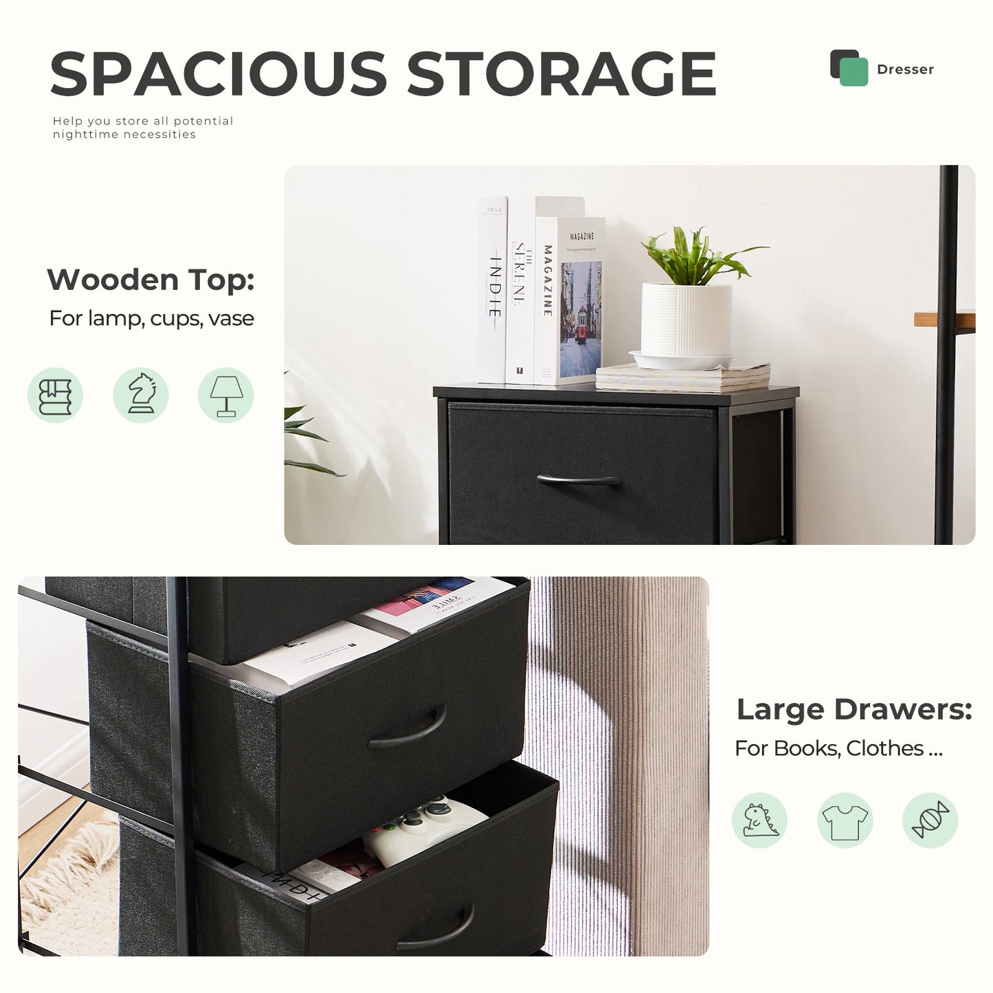 Fabric 4 Drawer Dresser