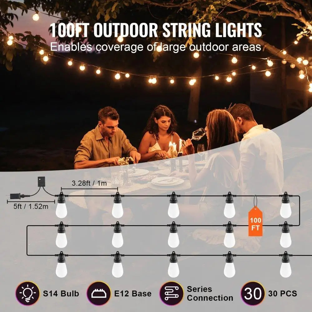 100FT RGB Outdoor String Lights