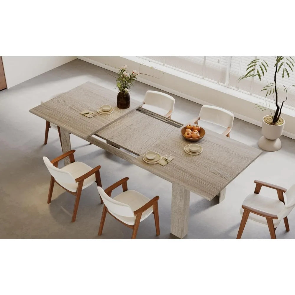 Expandable Rectangular Wooden Dining Table