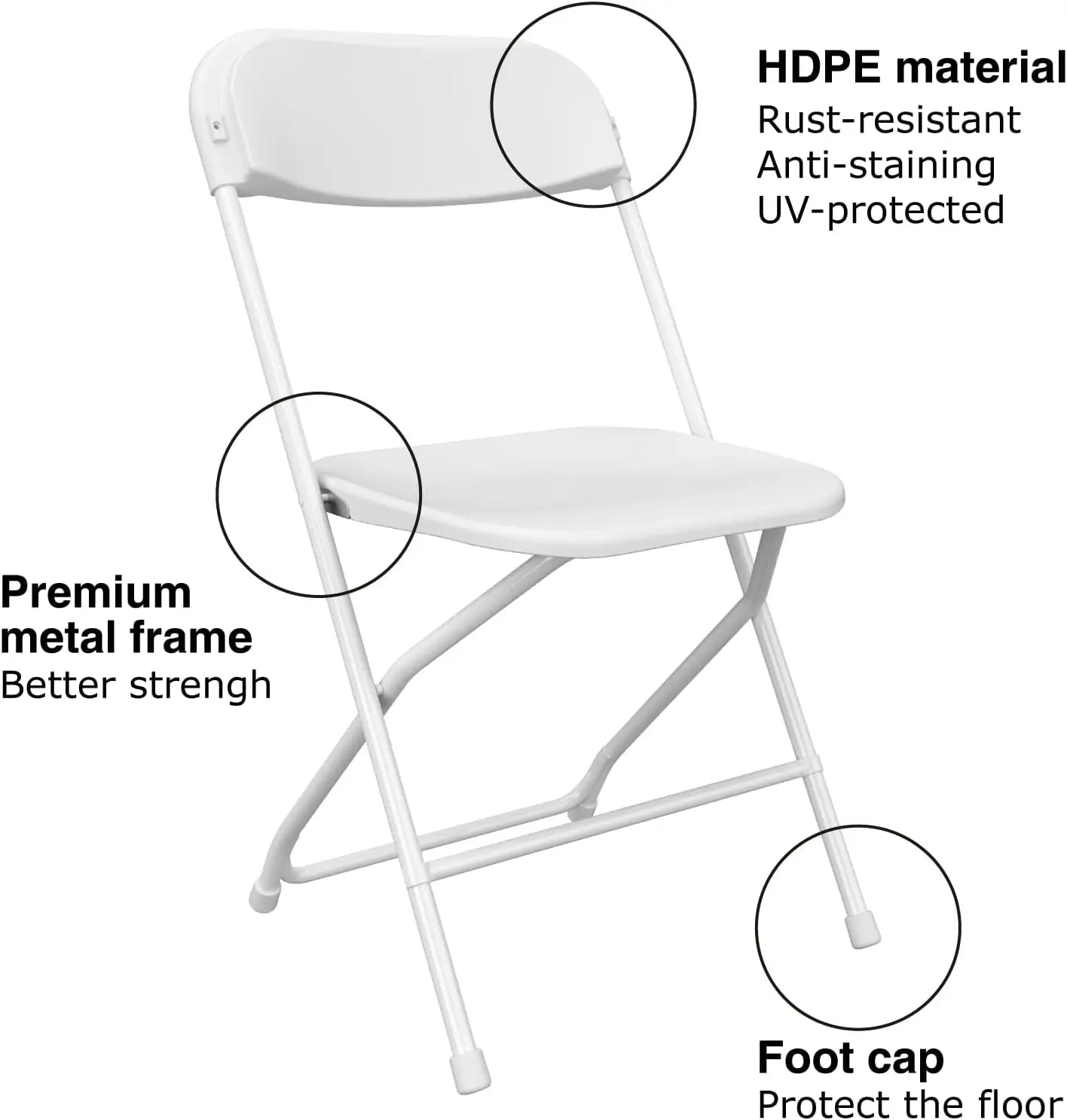 10 Pack White Folding Chairs,Portable Party Chairs