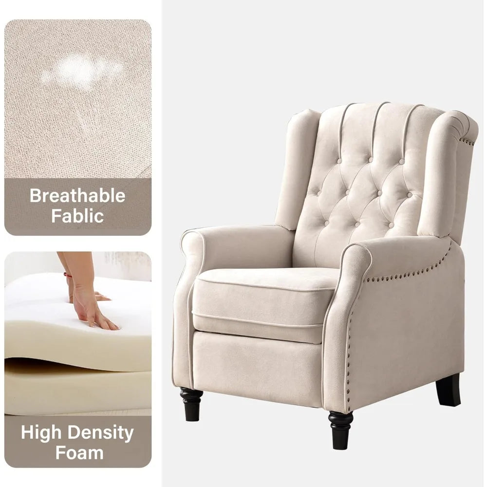 Wingback Chairs Set of 2, Living Room Chairs, Recliner Chair with Rivet Decoration