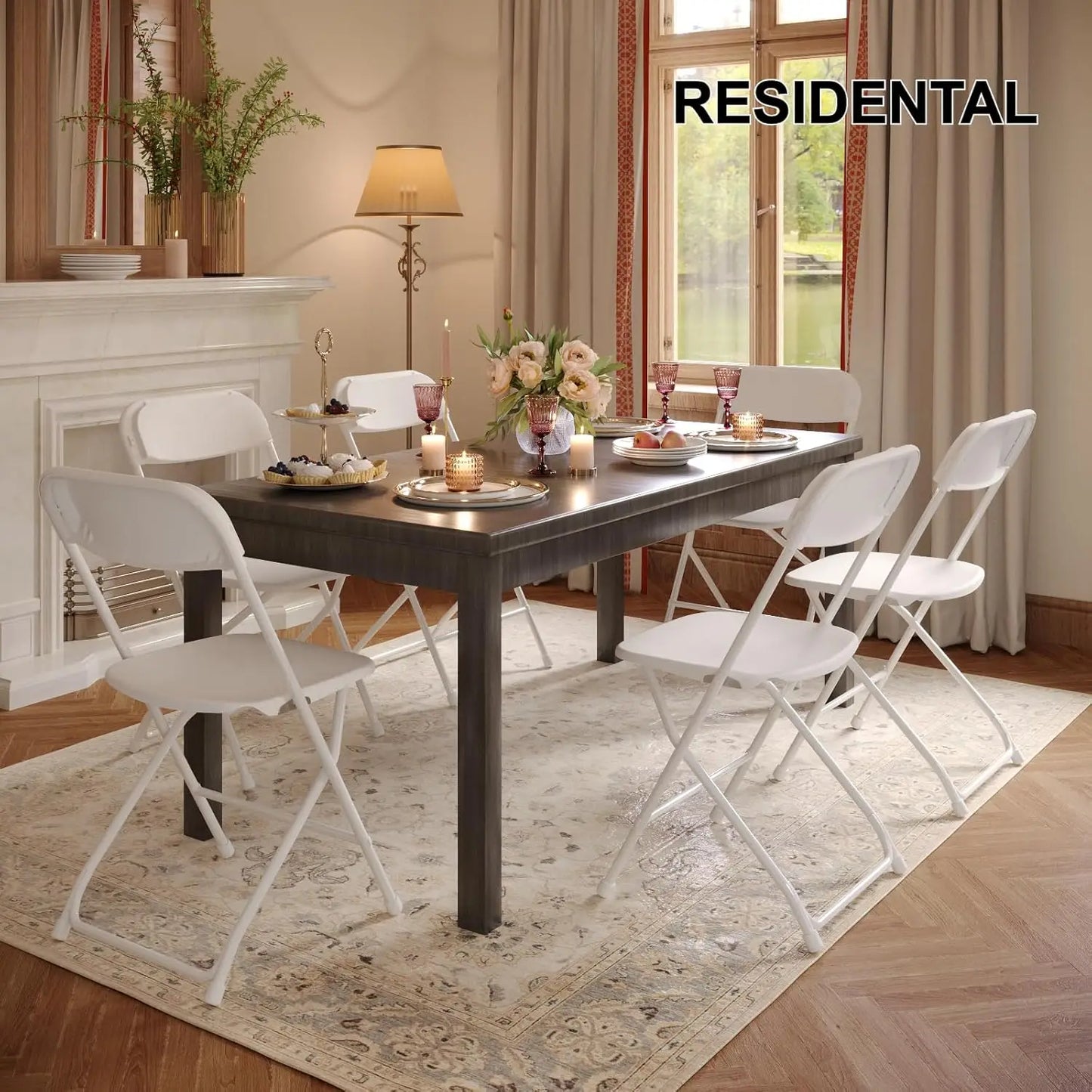 10 Pack White Folding Chairs,Portable Party Chairs