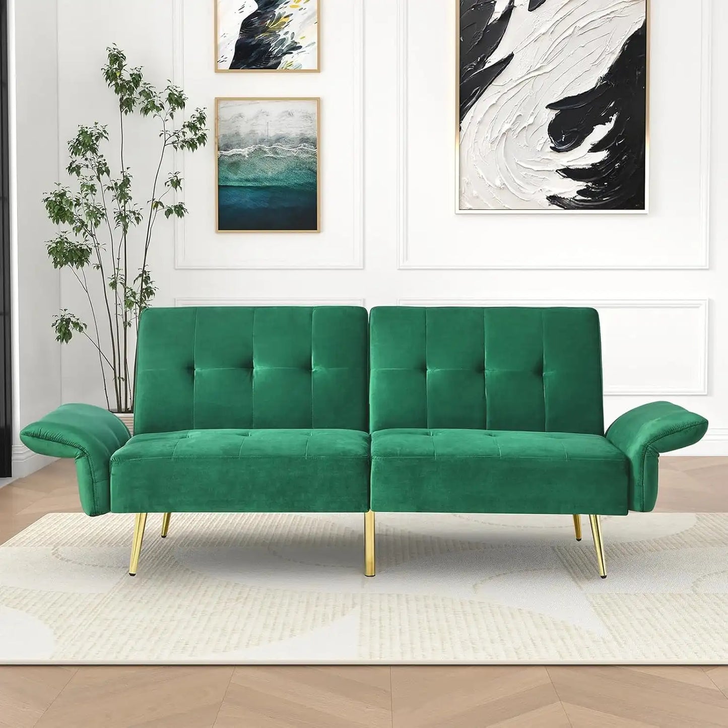 87” Velvet Futon Sofa Bed