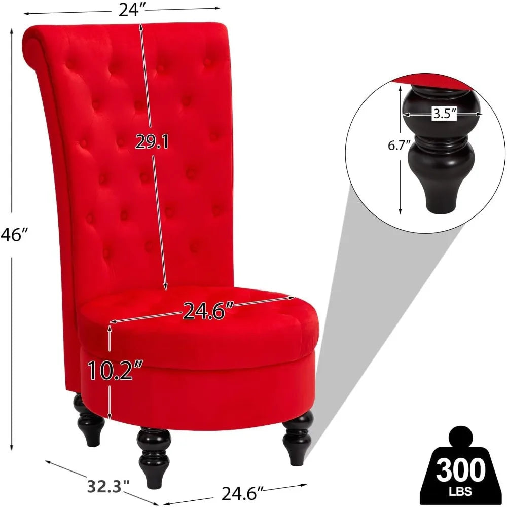 Royal Chair Set of 2 for Living Room, Button Armless with 24.6 Inch Larger Seat, Thick Pad