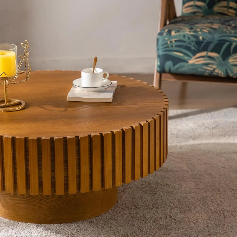 39.3" Round Coffee Table Modern for Living Room Handcrafted