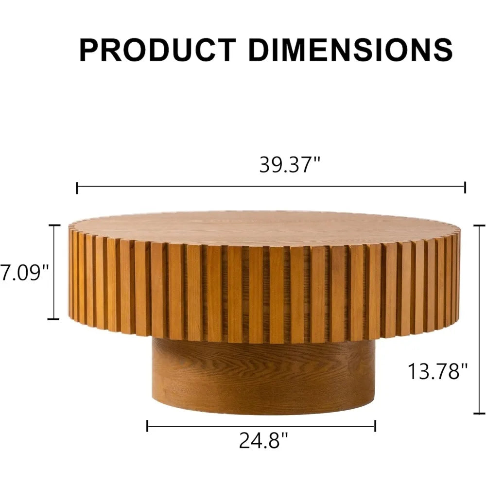 39.3" Round Coffee Table Modern for Living Room Handcrafted