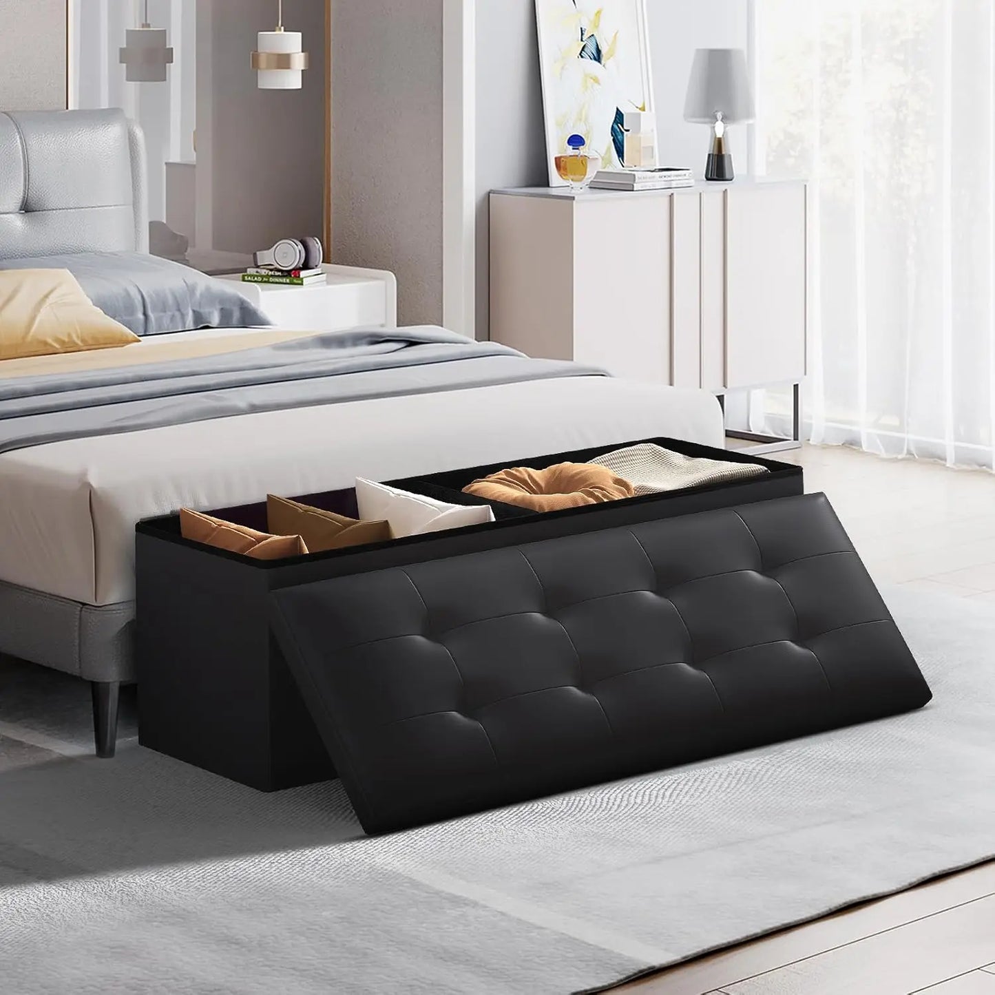 43 Inch Ottoman Foot Rest, End of Bed Bench, Storage