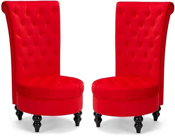 Royal Chair Set of 2 for Living Room, Button Armless with 24.6 Inch Larger Seat, Thick Pad