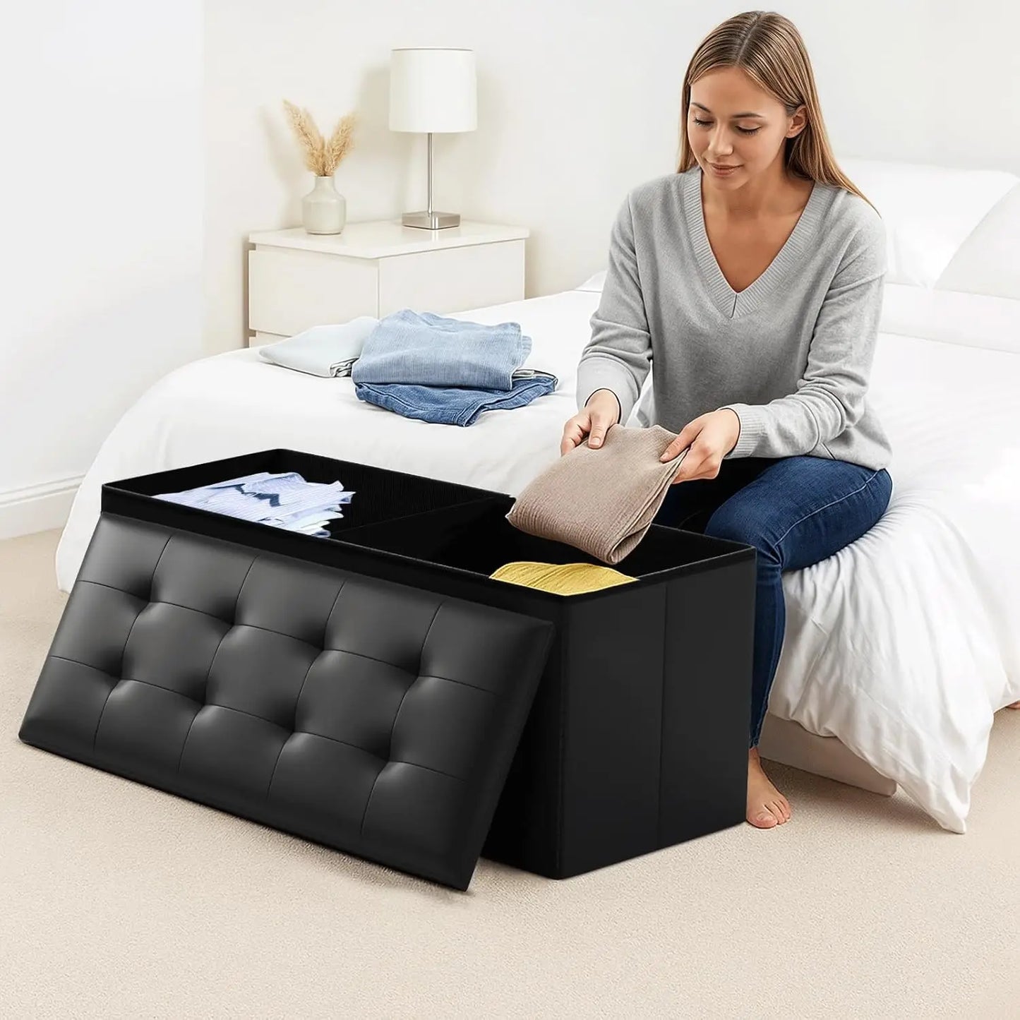43 Inch Ottoman Foot Rest, End of Bed Bench, Storage