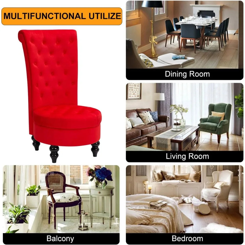 Royal Chair Set of 2 for Living Room, Button Armless with 24.6 Inch Larger Seat, Thick Pad