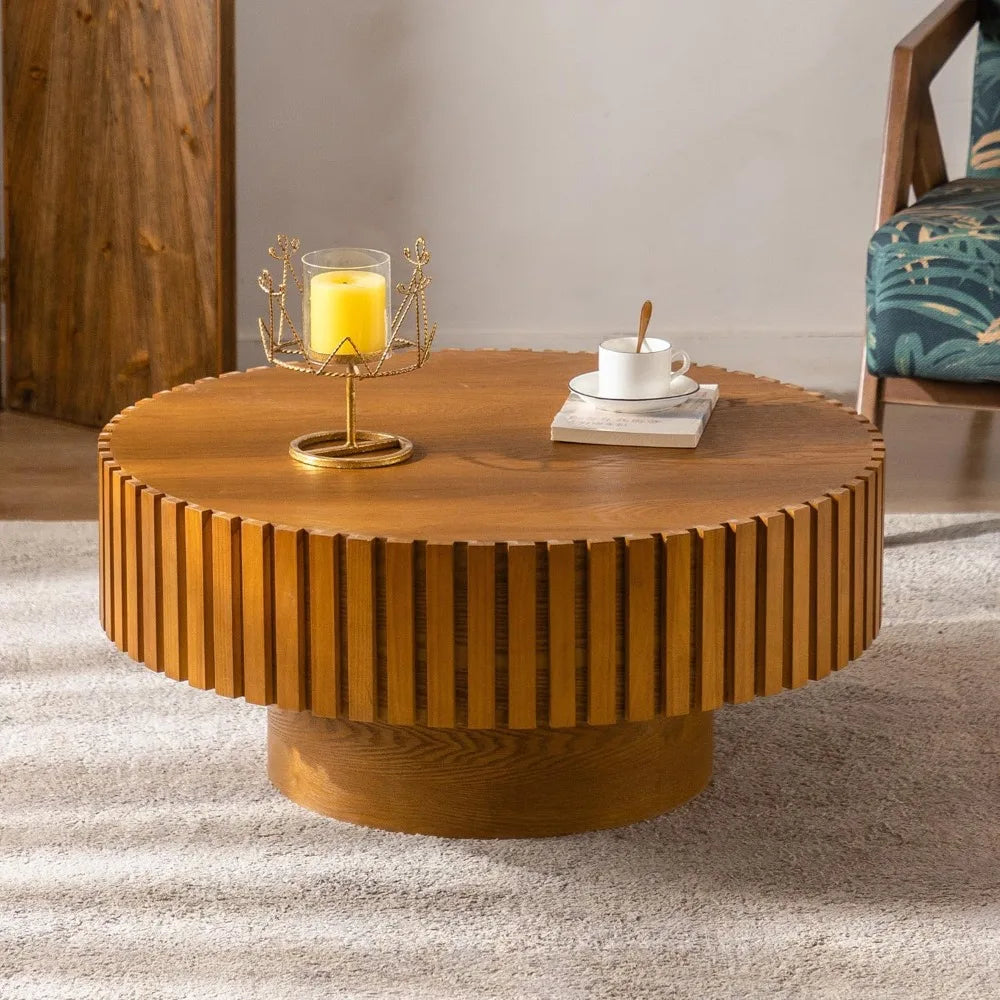 39.3" Round Coffee Table Modern for Living Room Handcrafted