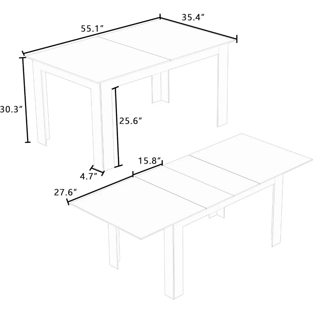 Expandable Rectangular Wooden Dining Table