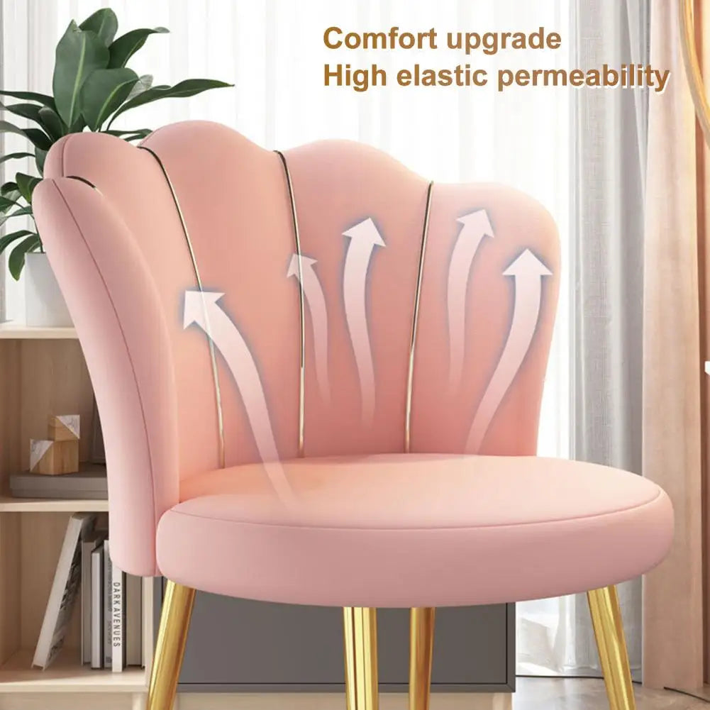 Vanity Chair with Golden Legs, Modern Accent Chair, Upholstered Velvet Dining Chair