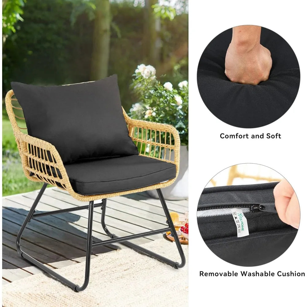 4 Piece Wicker Outdoor Bistro Set