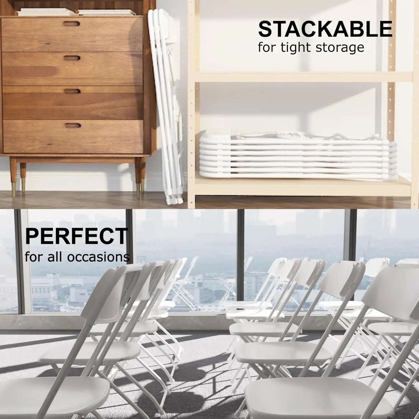 10 Pack White Folding Chairs,Portable Party Chairs